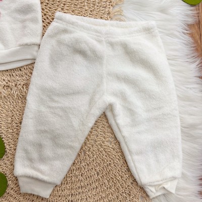 Conj. Casaco Fantastic Bear e Calça de Pelinho - Off White e Rosa